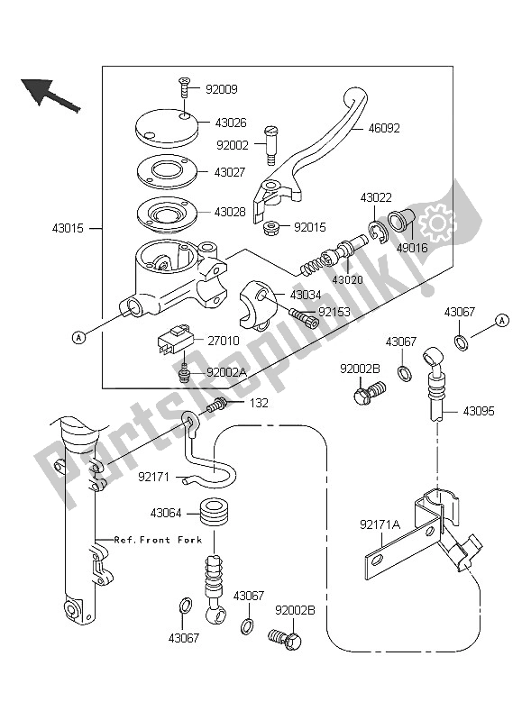 Tutte le parti per il Pompa Freno Anteriore del Kawasaki W 650 2005