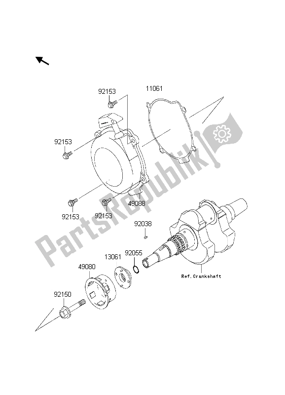 All parts for the Recoil Starter of the Kawasaki KVF 650 4X4 2003