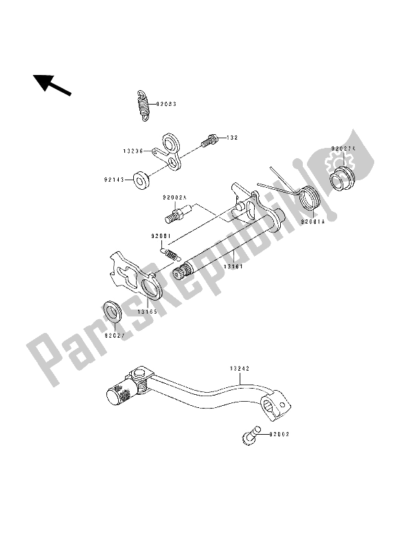 All parts for the Gear Change Mechanism of the Kawasaki KX 80 SW LW 1994