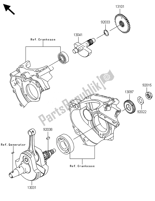 Alle onderdelen voor de Krukas van de Kawasaki KLX 250 2014