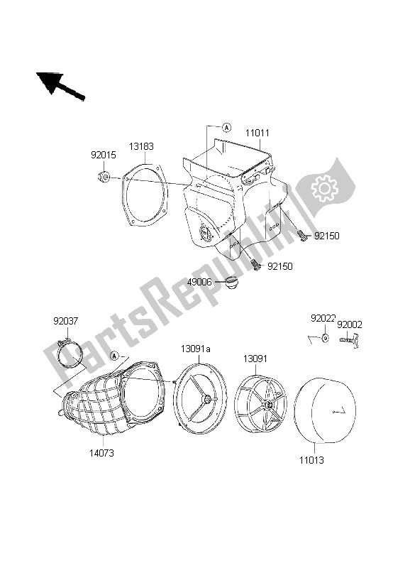 Alle onderdelen voor de Luchtfilter van de Kawasaki KX 500 2003