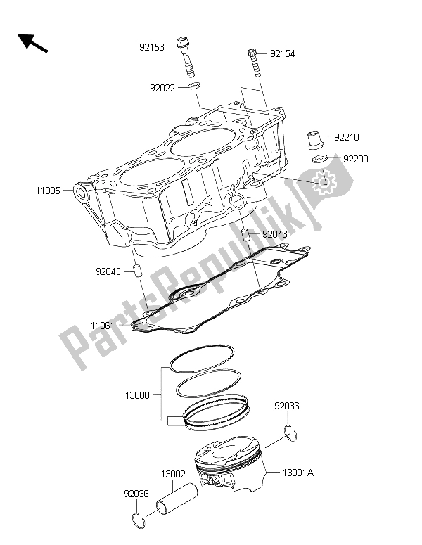 Wszystkie części do Cylinder I T? Ok (y) Kawasaki ER 6F 650 2015