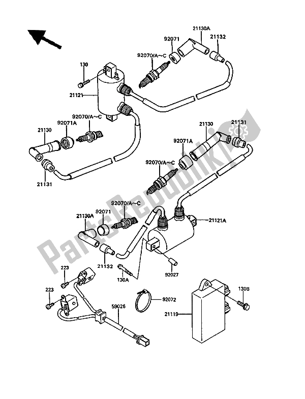 All parts for the Ignition System of the Kawasaki VN 750 Twin 1994