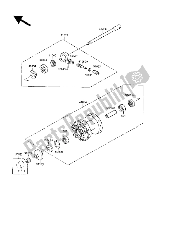All parts for the Front Hub of the Kawasaki VN 15 SE 1500 1991