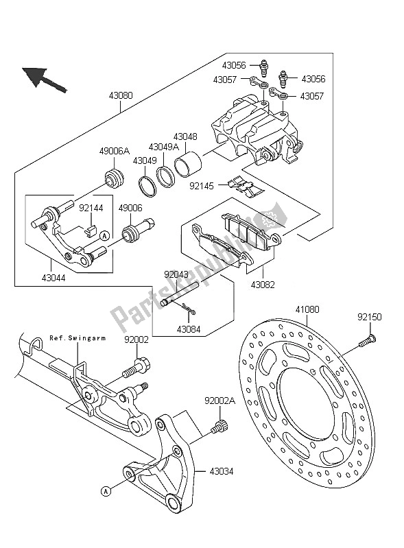 All parts for the Rear Brake of the Kawasaki VN 1600 Mean Streak 2005