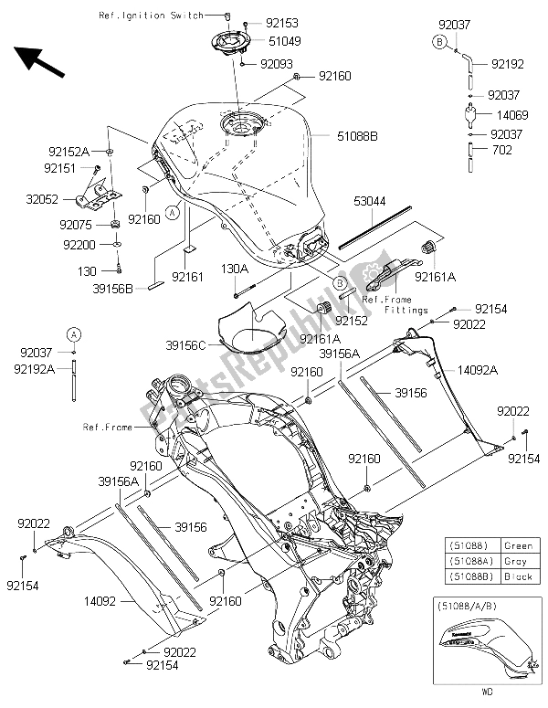 Todas las partes para Depósito De Combustible de Kawasaki Z 1000 SX ABS 2015