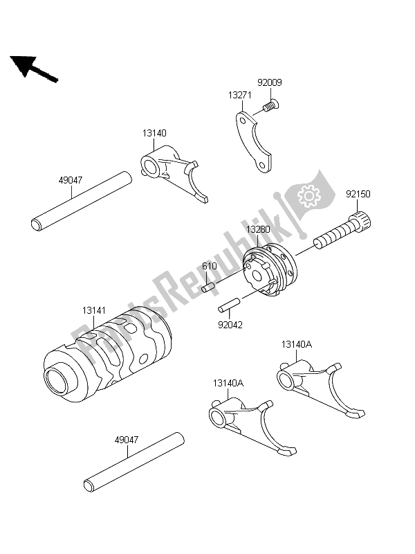 Todas las partes para Cambio De Marcha Tambor Y Cambio Tenedor de Kawasaki KX 65 2012