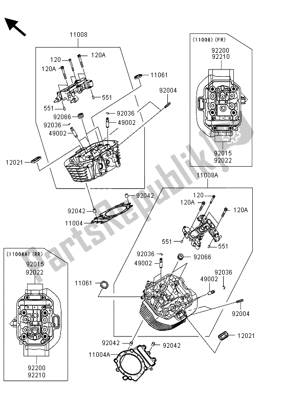 Toutes les pièces pour le Culasse du Kawasaki VN 1700 Classic Tourer ABS 2013