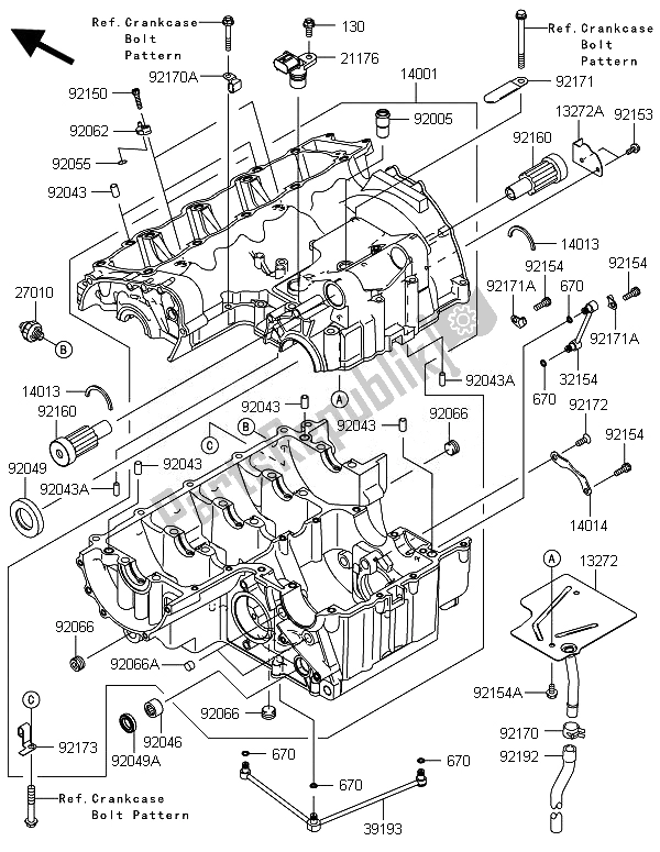 Todas las partes para Caja Del Cigüeñal de Kawasaki Z 800E Version 2014