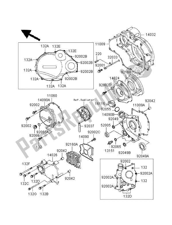 Todas las partes para Cubierta Del Motor de Kawasaki GPZ 1100 1998