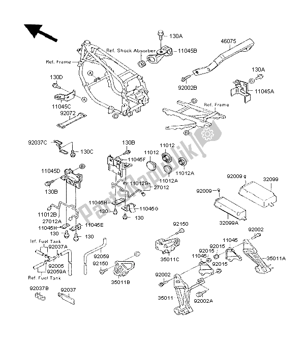 Tutte le parti per il Custodia Della Batteria del Kawasaki GPX 600R 1997