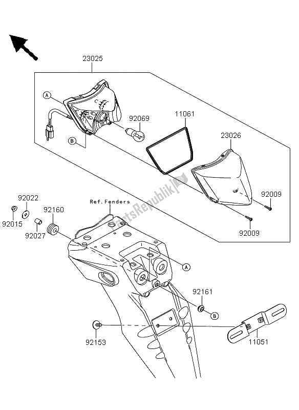 Toutes les pièces pour le Feu Arrière du Kawasaki KLX 250 2011