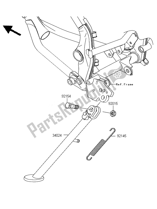 All parts for the Stand of the Kawasaki D Tracker 125 2010