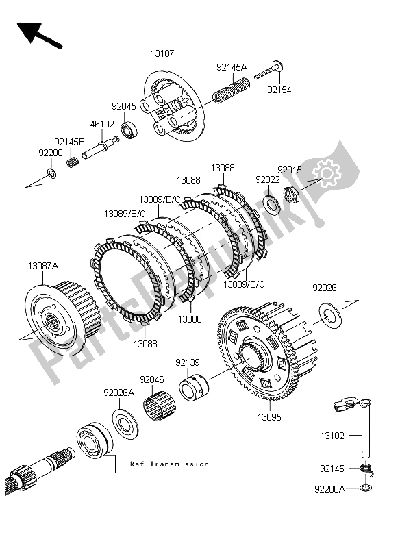 All parts for the Clutch of the Kawasaki Z 750 2009