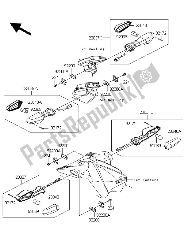 Tutte le parti per il Indicatori Di Direzione del Kawasaki Z 750R ABS 2012