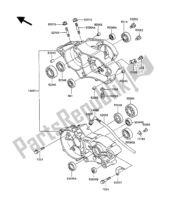 Todas las partes para Caja Del Cigüeñal de Kawasaki KX 80 1990