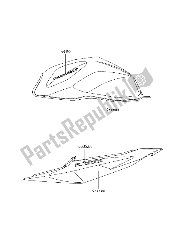 Todas las partes para Calcomanías (naranja) de Kawasaki Z 1000 2004