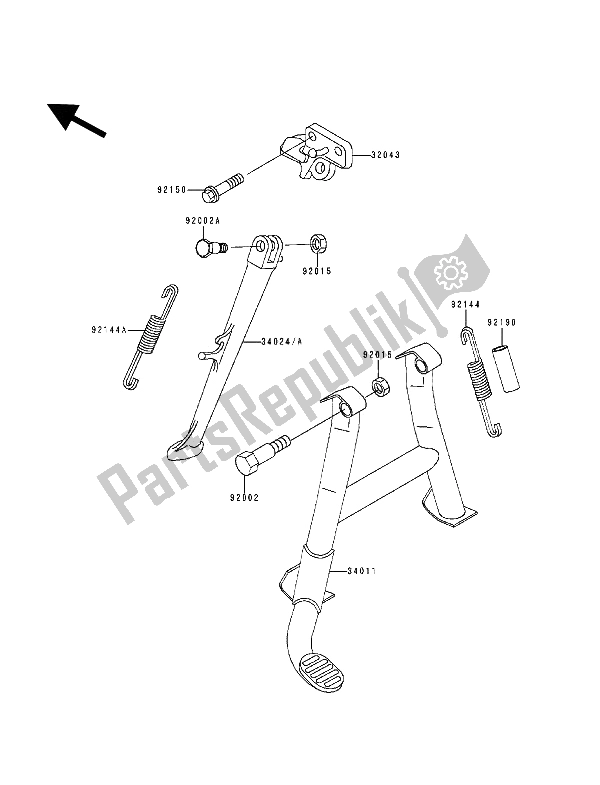 All parts for the Stand(s) of the Kawasaki ZZ R 600 1993