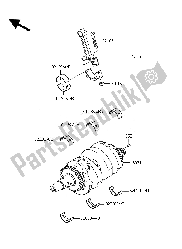 All parts for the Crankshaft of the Kawasaki ER 6N ABS 650 2010