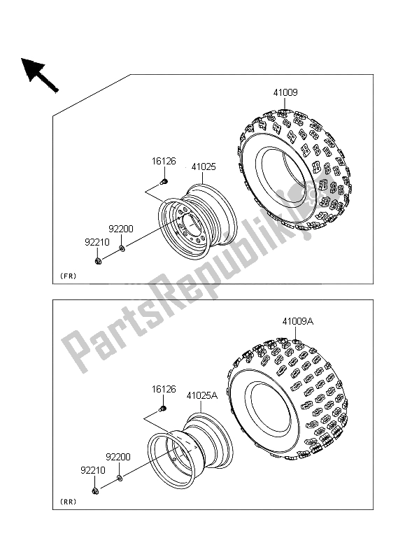 Alle onderdelen voor de Banden van de Kawasaki KFX 450R 2008