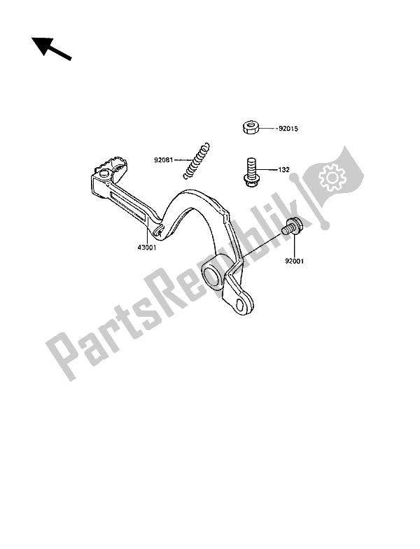 Todas las partes para Pedal De Freno de Kawasaki KX 500 1988