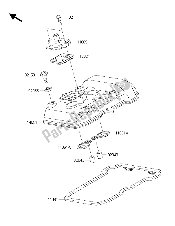 Toutes les pièces pour le Le Couvre-culasse du Kawasaki Ninja 300 ABS 2015