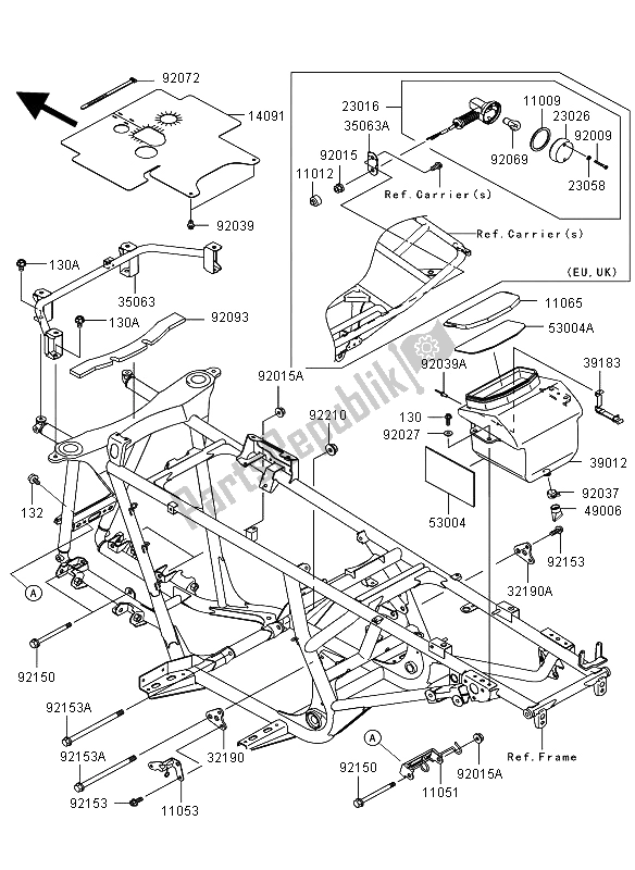 All parts for the Frame Fittings of the Kawasaki KVF 650 4X4 2006