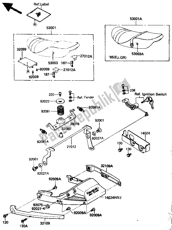 Todas las partes para Asiento de Kawasaki GPZ 750 1985