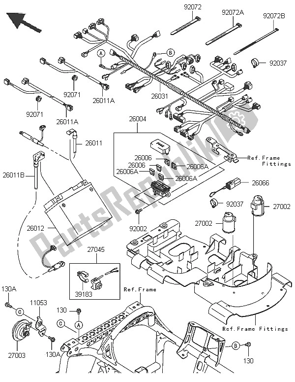 Tutte le parti per il Equipaggiamento Elettrico Del Telaio del Kawasaki KVF 750 4X4 2005