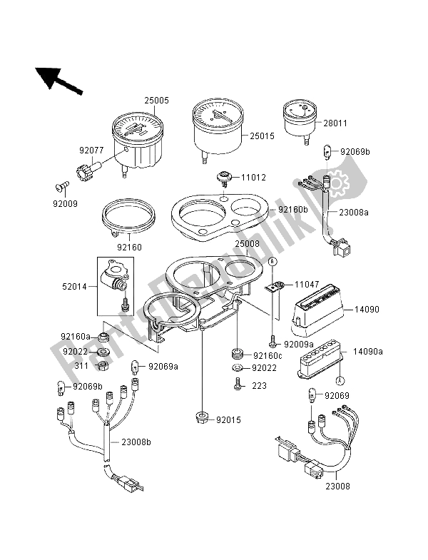 All parts for the Meter of the Kawasaki ZXR 400 1997