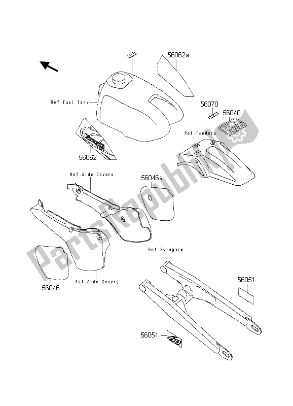 All parts for the Labels of the Kawasaki KX 60 1998