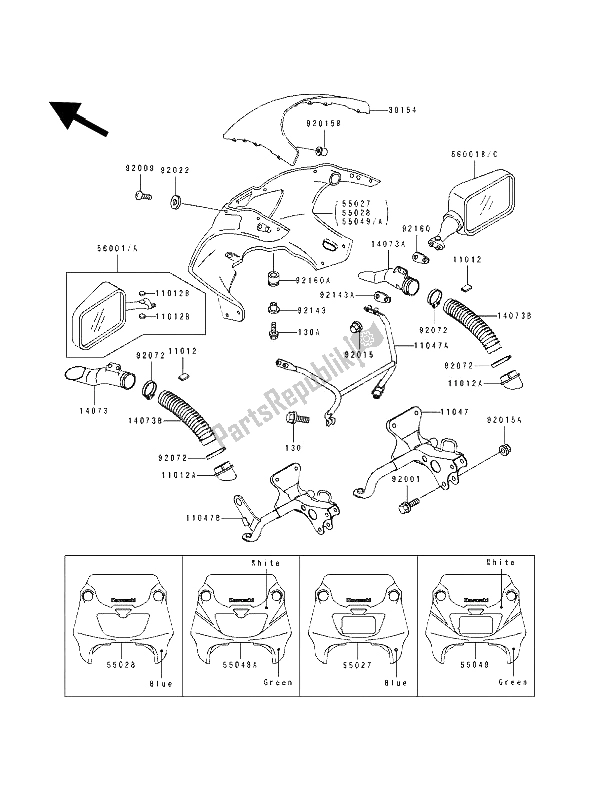 Toutes les pièces pour le Capot du Kawasaki ZXR 400 1991