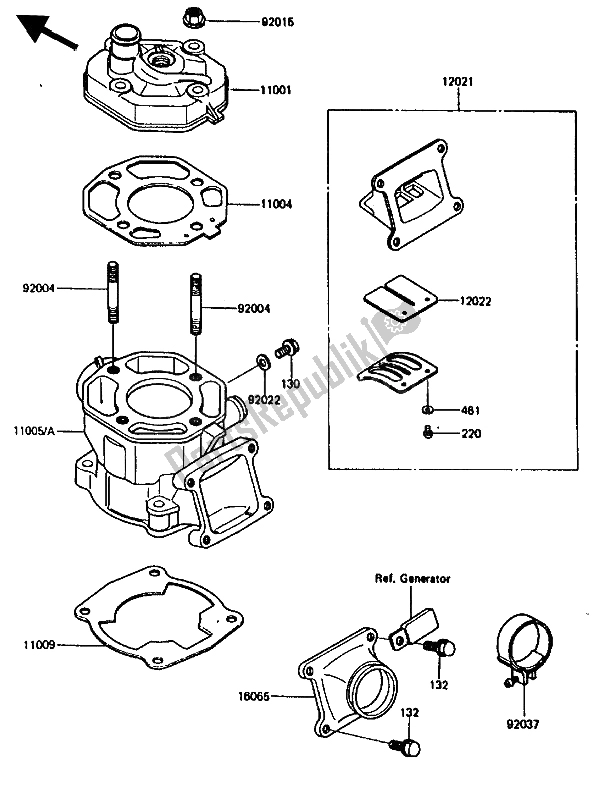 Tutte le parti per il Testata E Cilindro del Kawasaki KX 80 1986