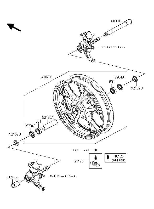 All parts for the Front Hub of the Kawasaki 1400 GTR ABS 2012