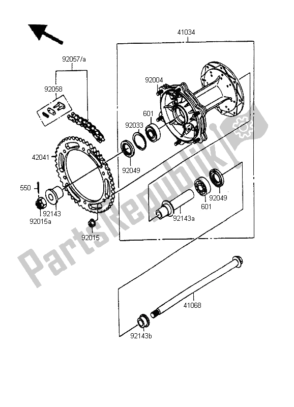 Tutte le parti per il Mozzo Posteriore del Kawasaki KMX 125 LW 1995