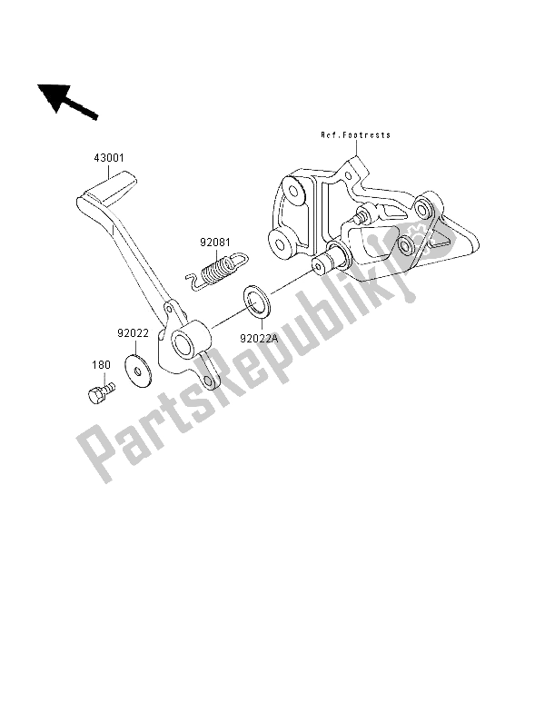 Tutte le parti per il Pedale Del Freno del Kawasaki GPZ 500S UK 1996