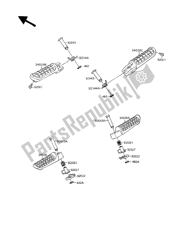 Todas las partes para Reposapiés de Kawasaki GPX 600R 1994