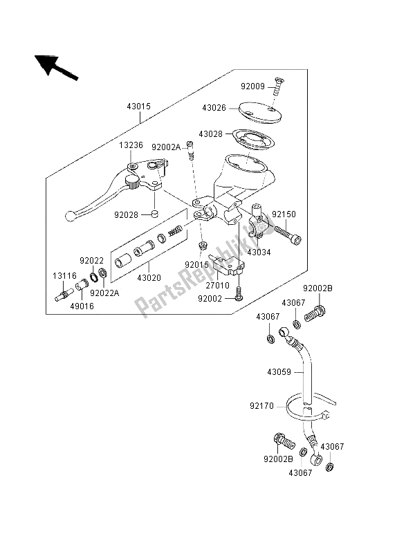 Todas as partes de Cilindro Mestre Da Embreagem do Kawasaki VN 1500 Classic 1997