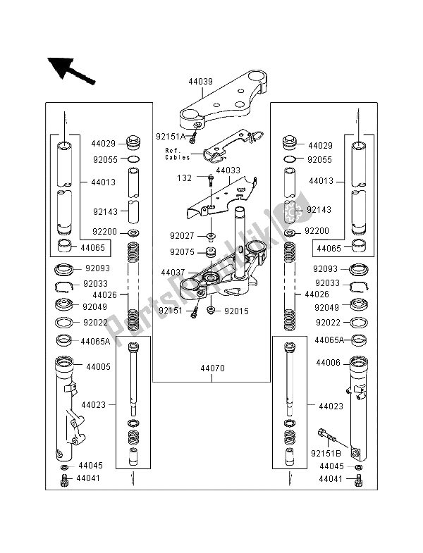 Todas las partes para Tenedor Frontal de Kawasaki EN 500 1997