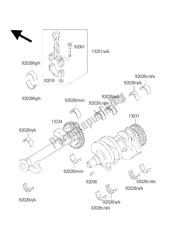 Tutte le parti per il Albero A Gomiti del Kawasaki EN 500 2001