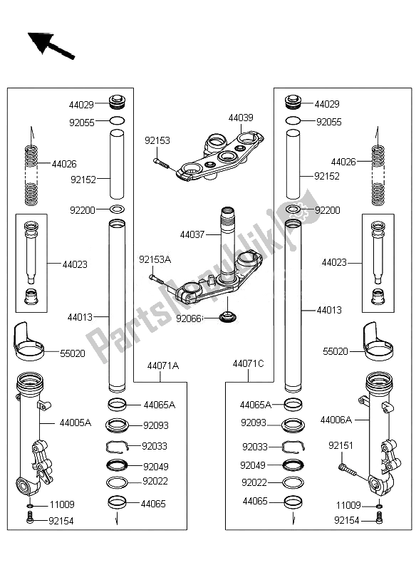 Wszystkie części do Przedni Widelec Kawasaki ER 6N 650 2010