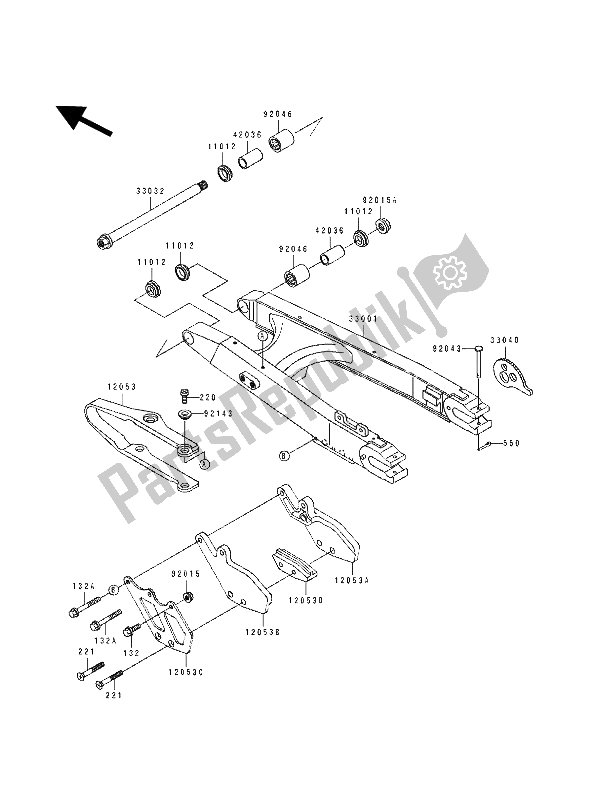 Todas las partes para Basculante de Kawasaki KDX 250 1991