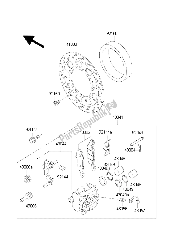 All parts for the Front Brake of the Kawasaki KLR 650 2001