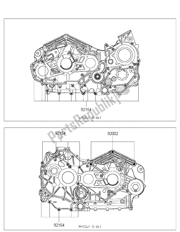 All parts for the Crankcase Bolt Pattern of the Kawasaki Vulcan 1700 Nomad ABS 2015