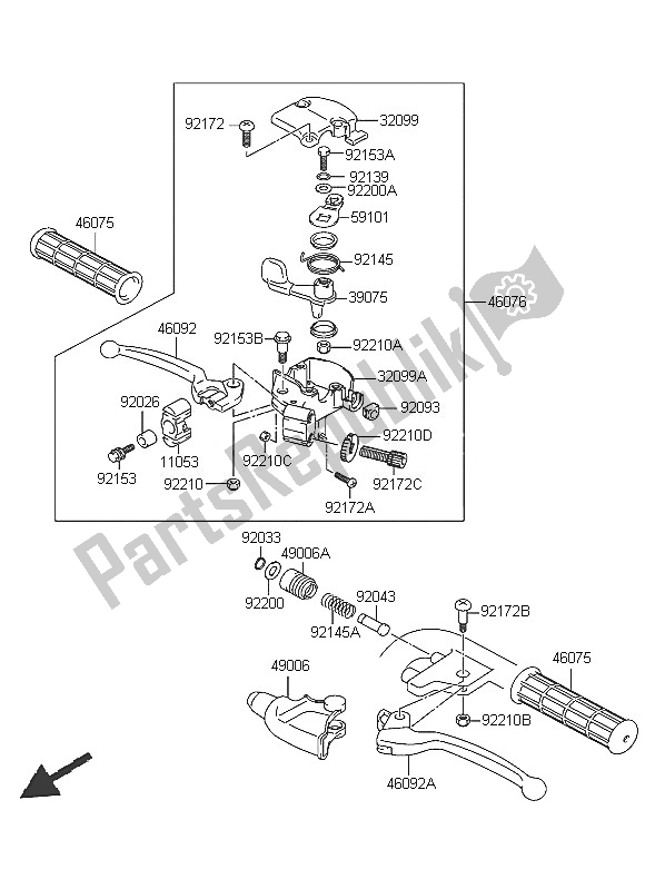 Tutte le parti per il Leva Della Maniglia del Kawasaki KFX 50 2005