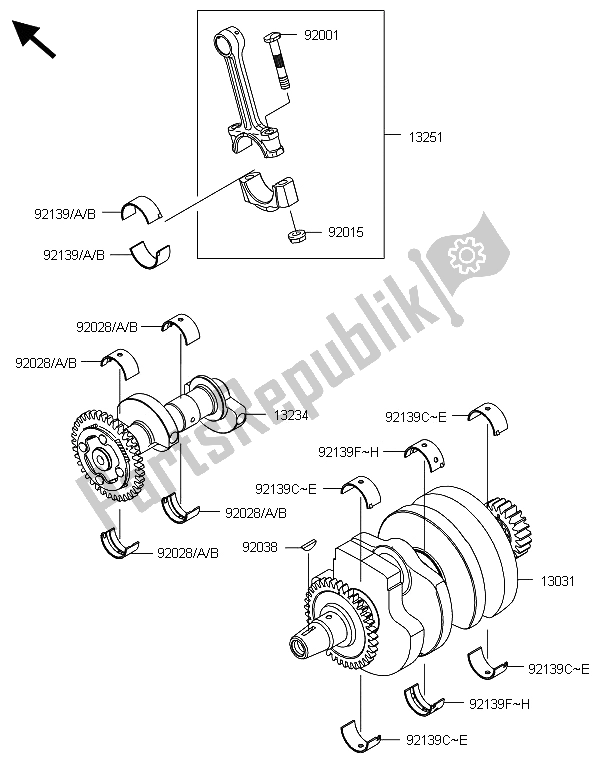 Toutes les pièces pour le Vilebrequin du Kawasaki Ninja 300 2013