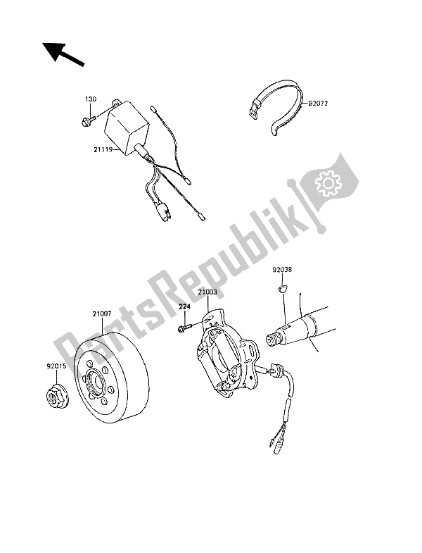 All parts for the Generator of the Kawasaki KX 60 1986