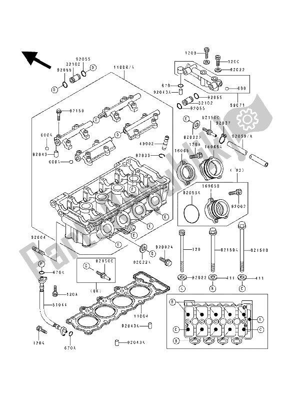 Toutes les pièces pour le Culasse du Kawasaki ZXR 400 1992