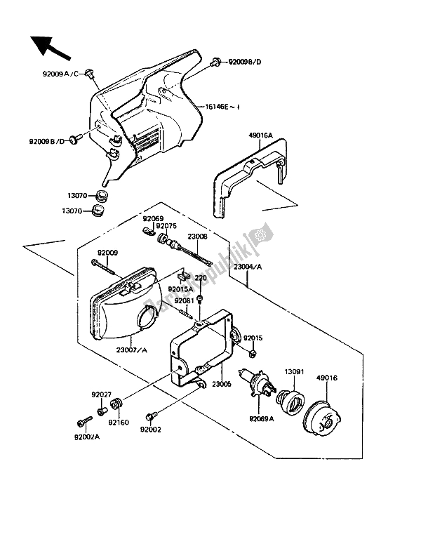 Toutes les pièces pour le Phare (s) du Kawasaki KMX 125 1990