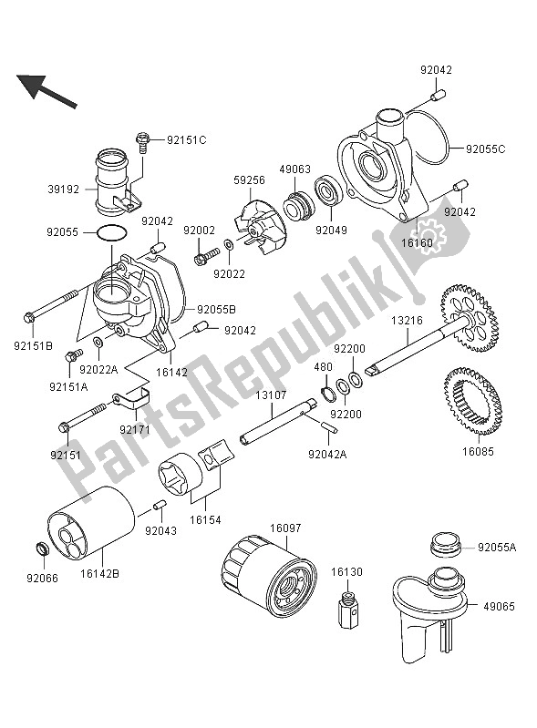Tutte le parti per il Pompa Dell'olio del Kawasaki Ninja ZX 12R 1200 2005